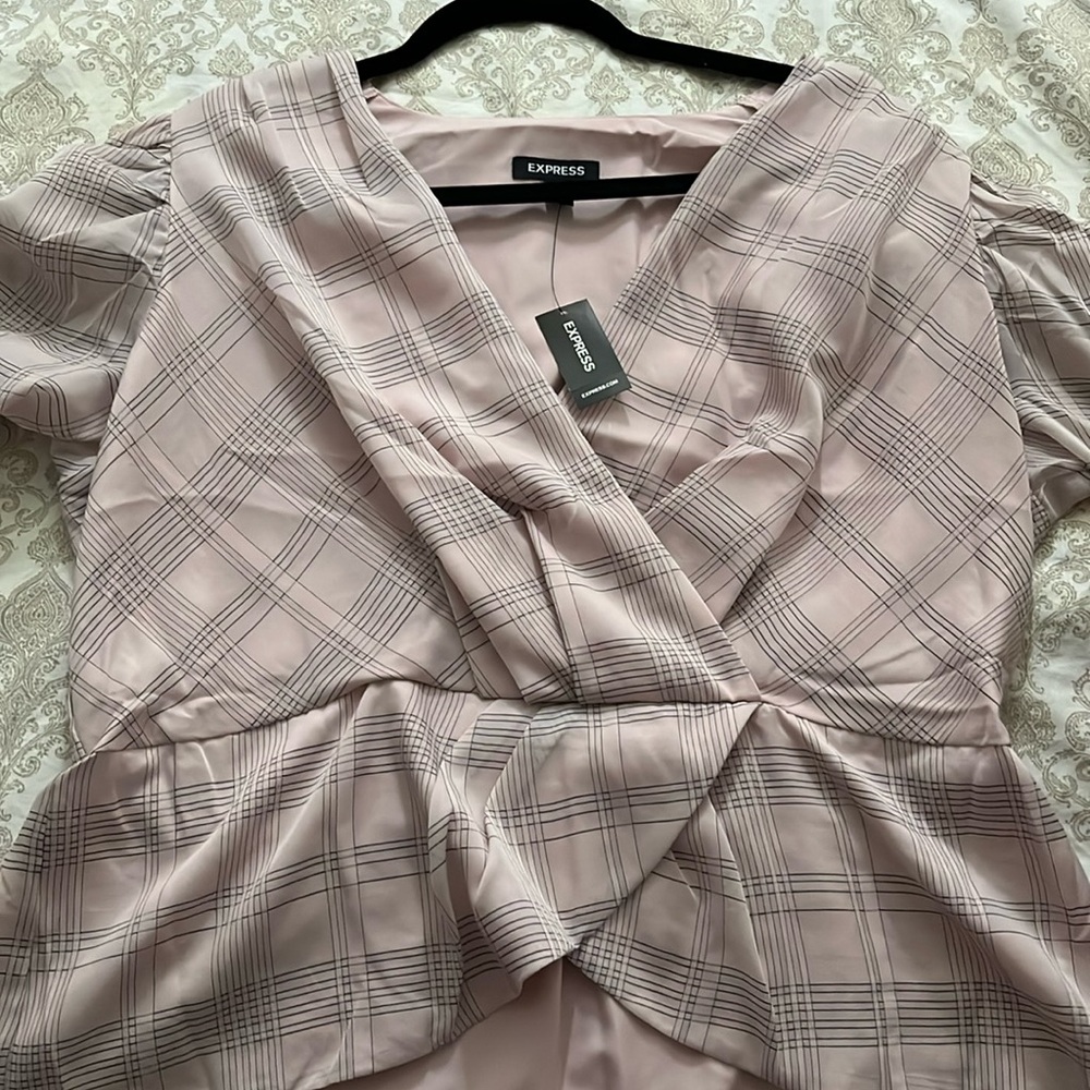 Light Pink Polyester with sheer sleeves